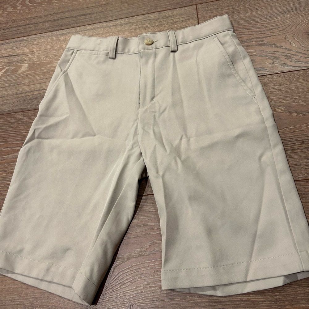 PGA Tour Kids khaki golf Shorts adjustable waist Sz S (8) non-iron
